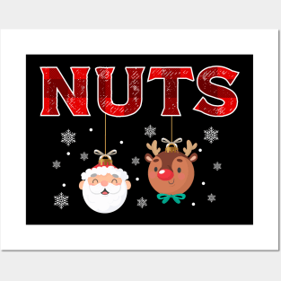 Mens Chest Nuts Matching Funny Christmas Couples Chestnuts Nuts Posters and Art